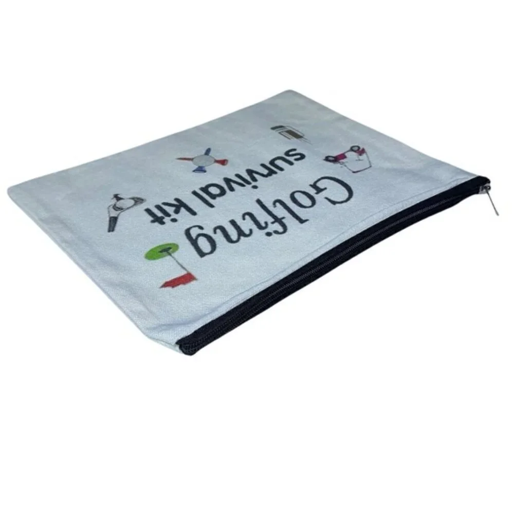 Golf Survival Kit Multipurpose Storage Bag Cosmetic Tee’s Pencil Scorecard White